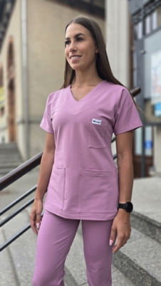 Bluza medyczna damska kolor DARK DUSTY PINK BAWEŁNA ORGANICZNA EFIMED