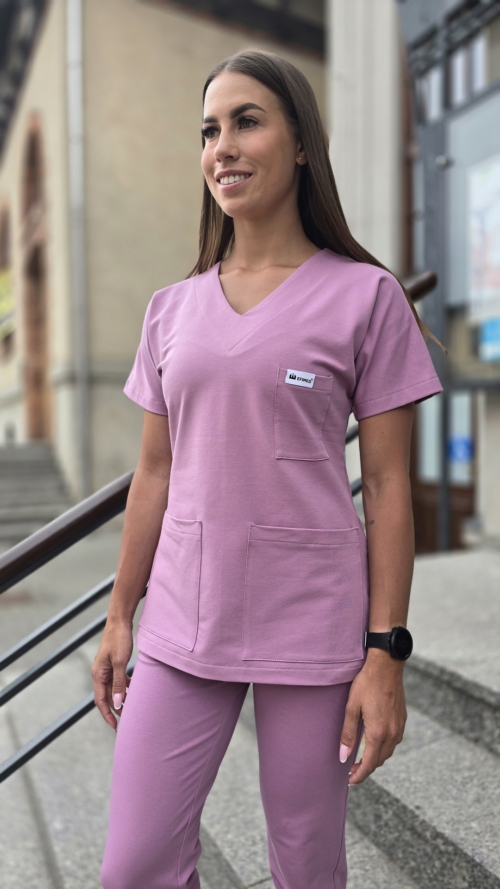 Bluza medyczna damska kolor DARK DUSTY PINK BAWEŁNA ORGANICZNA EFIMED