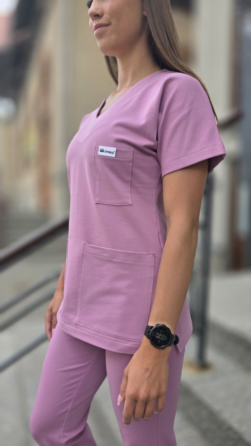 Bluza medyczna damska kolor DARK DUSTY PINK BAWEŁNA ORGANICZNA EFIMED
