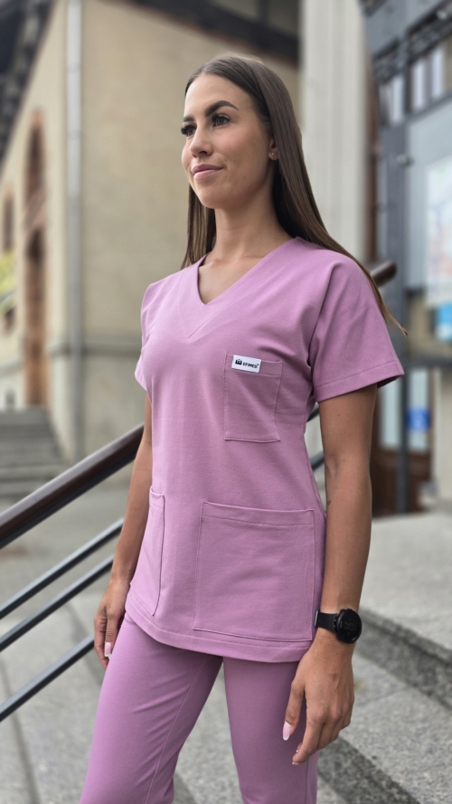 Bluza medyczna damska kolor DARK DUSTY PINK BAWEŁNA ORGANICZNA EFIMED
