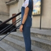 Bluza medyczna damska wstawka delikatna łączka kolor DARK MARINE BASIC EFIMED