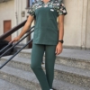 Bluza medyczna damska wstawka dżungla kolor Dark Green BASIC EFIMED