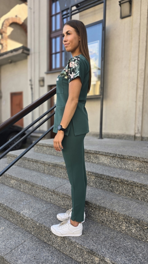 Bluza medyczna damska wstawka dżungla kolor Dark Green BASIC EFIMED
