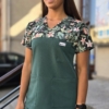 Bluza medyczna damska wstawka dżungla kolor Dark Green BASIC EFIMED