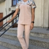 Bluza medyczna damska wstawka letnie kwiaty kolor NUDE BASIC EFIMED
