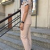 Bluza medyczna damska wstawka letnie kwiaty kolor NUDE BASIC EFIMED