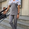 Bluza medyczna damska wstawka maki grafitowe kolor grafit SNC EFIMED