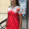 Bluza medyczna damska wstawka maki kolor czerwony SNC EFIMED