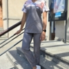 Bluza medyczna damska wstawka peonie szare kolor grafit SNC EFIMED