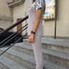 Bluza medyczna damska wstawka pieski w akcji kolor FOG GREY BASIC EFIMED