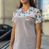 Bluza medyczna damska wstawka pieski w akcji kolor FOG GREY BASIC EFIMED