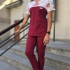 Bluza medyczna damska wstawka różyczki bordowe kolor bordo SNC EFIMED