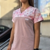 Bluza medyczna damska wstawka sweet flowers kolor DIRTY PINK PRO EFIMED