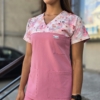 Bluza medyczna damska wstawka sweet flowers kolor DUSTY PINK BASIC EFIMED