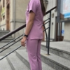 Spodnie medyczne damskie joggery kolor DARK DUSTY PINK BAWEŁNA ORGANICZNA EFIMED