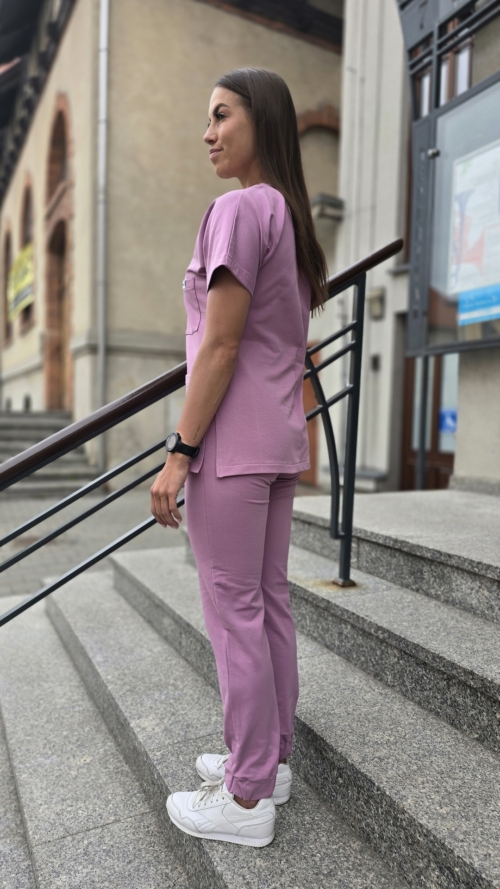 Spodnie medyczne damskie joggery kolor DARK DUSTY PINK BAWEŁNA ORGANICZNA EFIMED