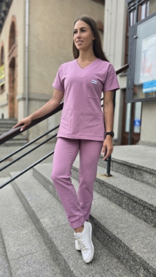 Spodnie medyczne damskie joggery kolor DARK DUSTY PINK BAWEŁNA ORGANICZNA EFIMED