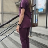 Spodnie medyczne damskie joggery kolor PLUM BAWEŁNA ORGANICZNA EFIMED