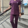 Spodnie medyczne damskie joggery kolor PLUM BAWEŁNA ORGANICZNA EFIMED