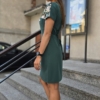 Sukienka medyczna damska taliowana wstawka panterki kolor DARK GREEN BASIC EFIMED
