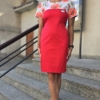 Sukieka medyczna damska taliowana wzór maki kolor czerwony SNC EFIMED